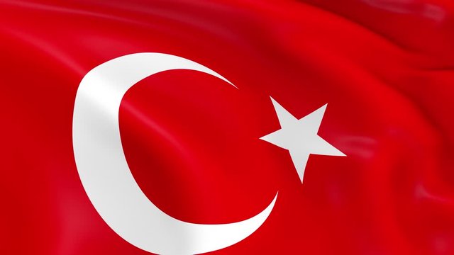 Photo realistic slow motion 4KHD flag of the Turkey waving in the wind.  Seamless loop animation with highly detailed fabric texture in 4K resolution.