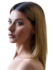 Fototapeta premium Beautiful woman with healthy skin and bright make-up.