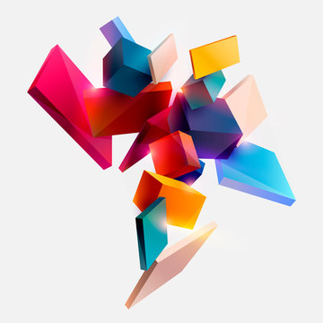 Abstract colorful composition with 3d cubes	