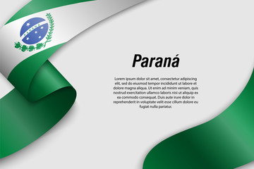 Waving ribbon or banner with flag