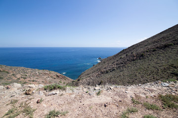 Fototapeta na wymiar Volcanic landscape coast in Cabo de Gata natural park Almeria Andalusia Spain