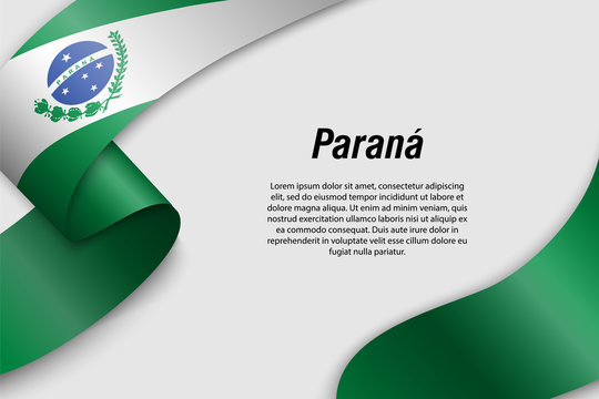 Waving ribbon or banner with flag