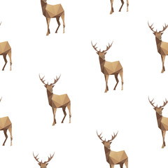 Naklejka na ściany i meble Deer triangle shape seamless pattern backgrounds. Wrapping paper template. Polygonal design illustration.