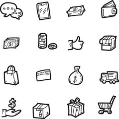 The shoping doodle icon set.
