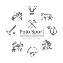 Polo sport banner line icons. Horseback. Vector signs for web graphics.