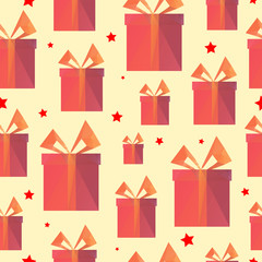 Festive presents box triangle shape seamless pattern backgrounds. Wrapping paper template. Polygonal design illustration. 
