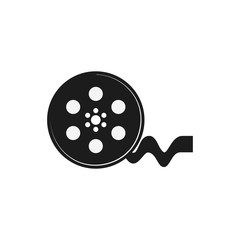 Film reel icon with a white background