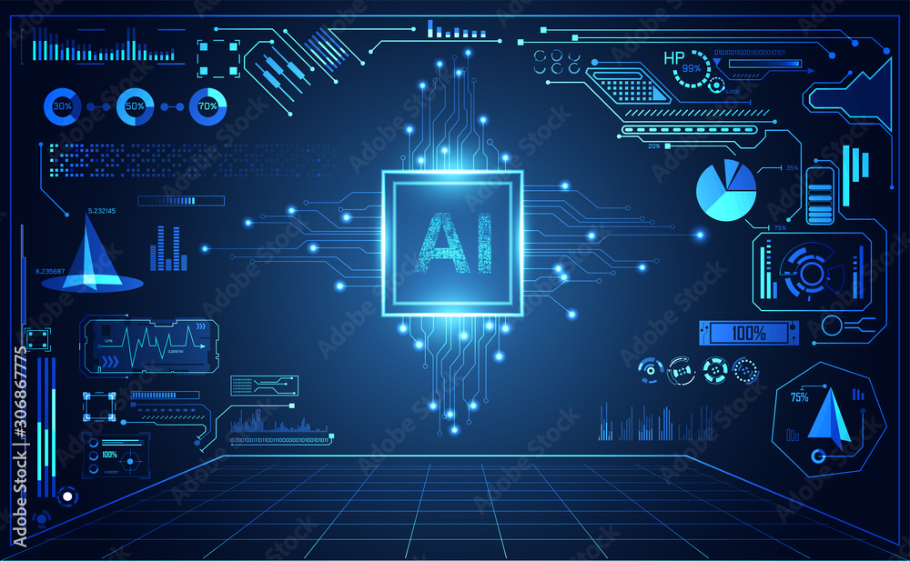 Poster abstract technology ui futuristic concept ai hud interface hologram elements of digital data chart, 
