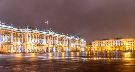 Russia. The historic center of St. Petersburg at night.