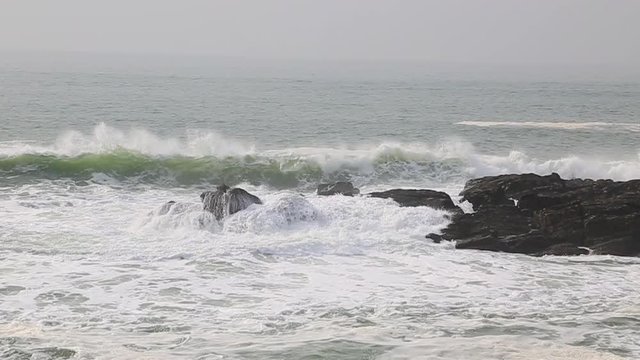 Footage of powerful waves in North of France in Brittany close to Point du Talud. The environmental sound is present