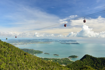 Malaysia, Langkawi view on  Cable Car on top of the Machinchang mountain.
