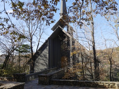 Facade Of The Worship Center At The Thorncrown Chapel, Eureka Springs, Arkansas.