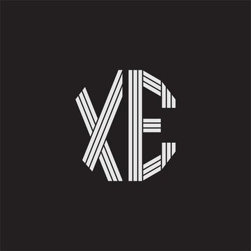 recommend clip art: XE Logo monogram with outline style linked isolated on black background