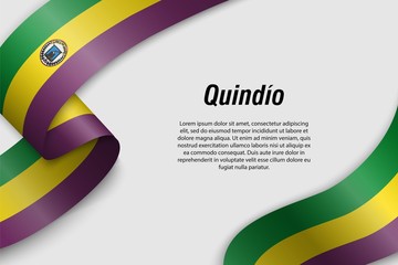 Waving ribbon or banner with flag Department of Colombia