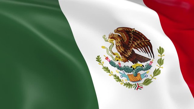 Photo realistic slow motion 4KHD flag of the Mexico waving in the wind.  Seamless loop animation with highly detailed fabric texture in 4K resolution.