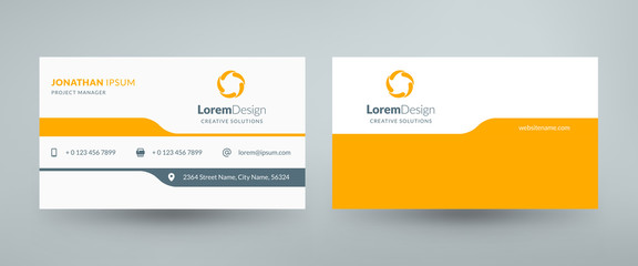 Creative and clean corporate business card template. Vector illustration. Stationery design
