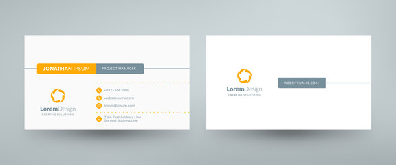 Creative and clean corporate business card template. Vector illustration. Stationery design