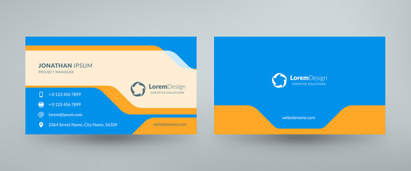 Creative and clean corporate business card template. Vector illustration. Stationery design