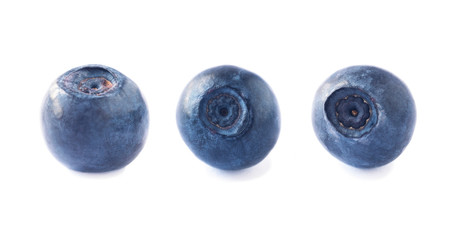 Bilberries isolated. Fresh raw berries isolated on white background. Collection. Blueberries on white background.