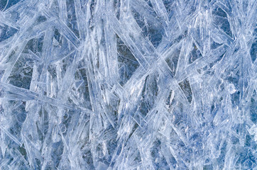 Ice texture with blue ice crystals.