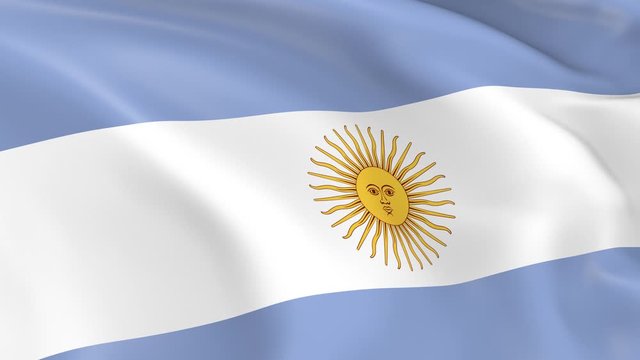 Photo realistic slow motion 4KHD flag of the Argentina waving in the wind.  Seamless loop animation with highly detailed fabric texture in 4K resolution.