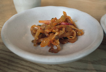 close up view of one of kimchi side dishes