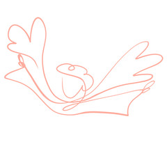 angel announcing something, abstract pattern in one line