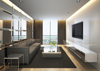 modern living room interior.3d rendering