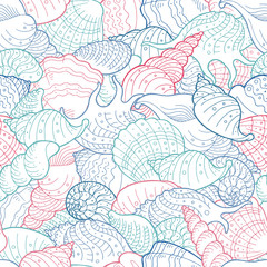 Shell graphic color seamless pattern background sketch illustration vector