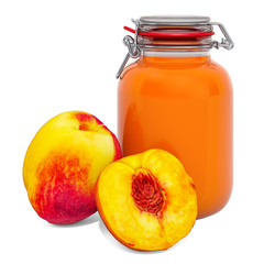 Jar of Peach Jam or Nectarine Jam, 3D rendering