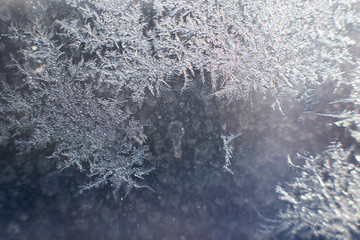 snow pattern on the glass from frost