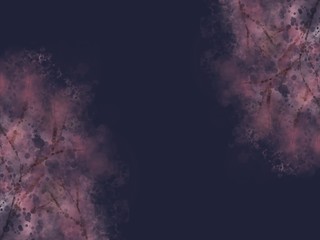 夜　桜　木　風景　アート　イラスト