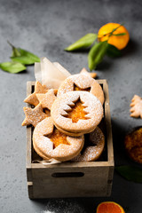 Christmas gingerbread cookies with tangerine jam