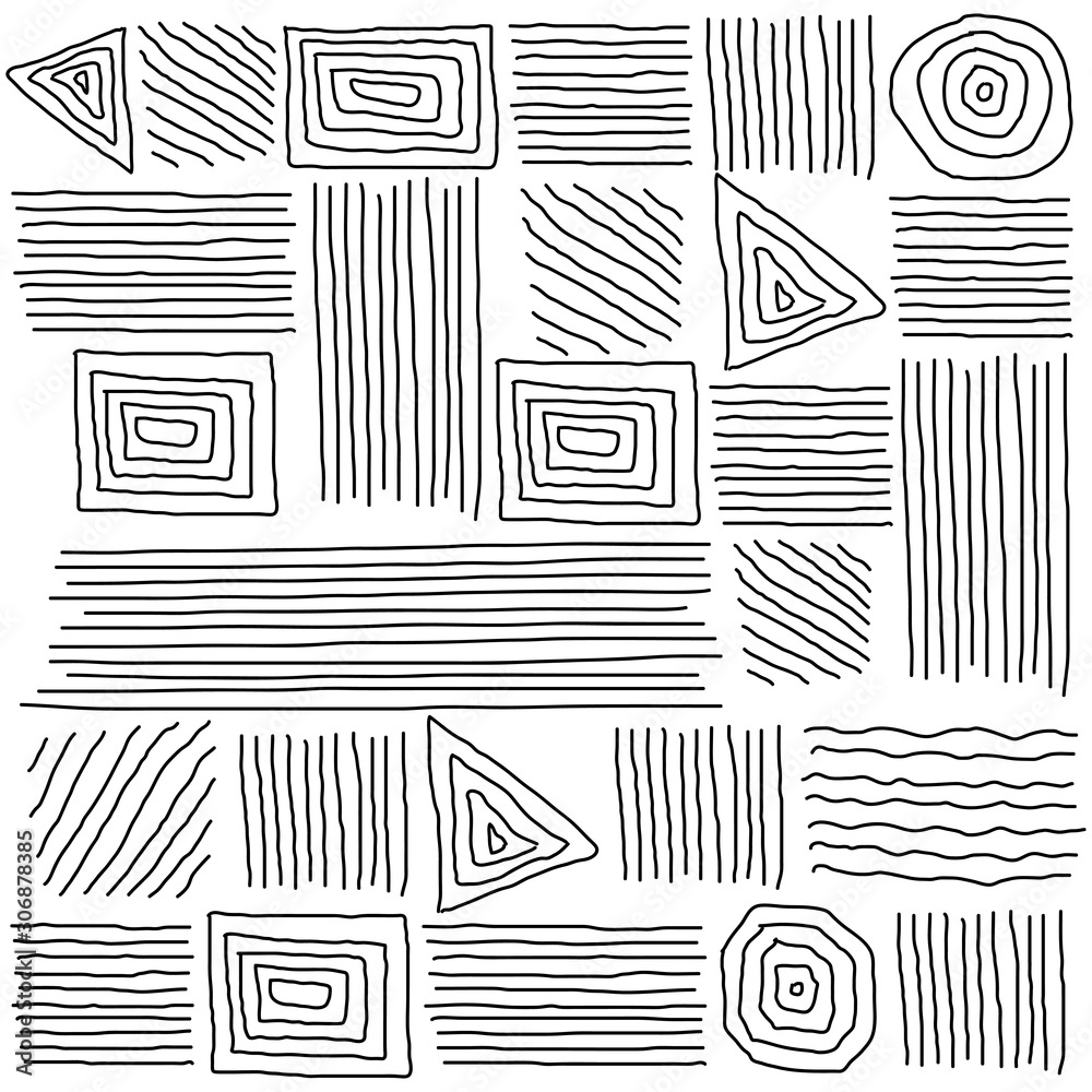 Poster minimal abstract print of different curved geometric shapes. collection triangles, squares, circles 