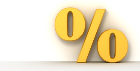percent sign percentage sale discount symbol icon gold 3d