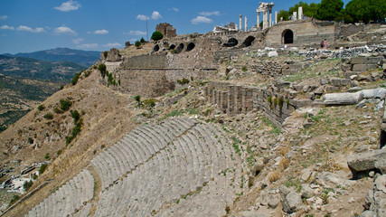 Acropolis of Pergamon and Trajan temple. UNESCO World Heritage List. Ancient city of Pergamon, Bergama, İzmir.