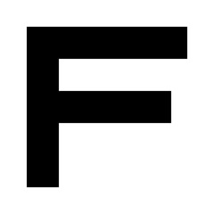 Letters and numbers - simple square font - black letter F - vector