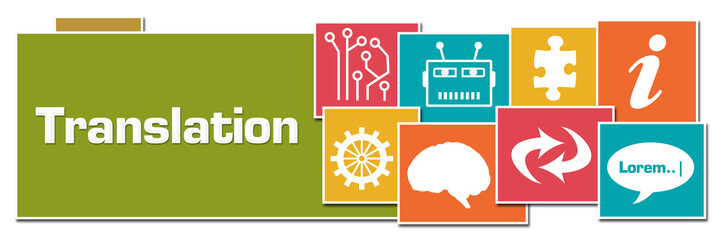 Obraz premium Translation Various Color Symbols Boxes 