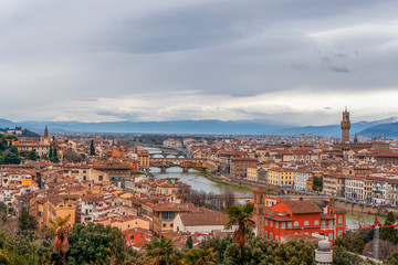 Fototapeta na wymiar Italy. Top view of the old city of Florence