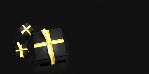 gift box on black background 3D rendering