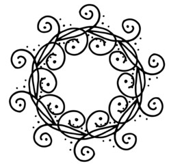 vector illustration of floral curls frame. Rustic style. Hand drawn intricately line. Black stroke. Isolated on white background. Elegant and noble. Best for wedding design. Invitation. 