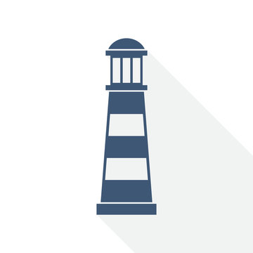 lighthouse vector icon, navigation, sea concept flat design illustration