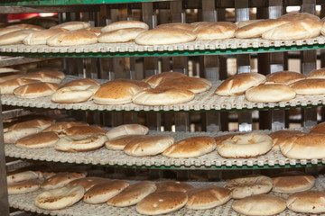 fresh pita beard at the bakery