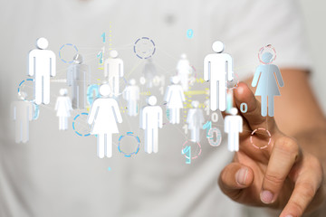 Network connections team working and interacting