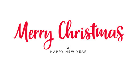 Merry Christmas vector text hand drawn lettering. 