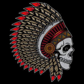 design vector indian chief old skull