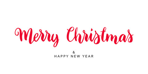 Merry Christmas vector text hand drawn lettering. 
