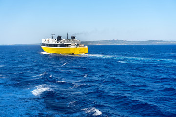 ship sailing in the blue sea, nature background concept