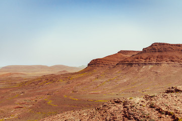 Road trip in the moroccan desert, drying, desertification, sand road