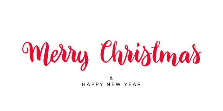 Merry Christmas vector text hand drawn lettering. 